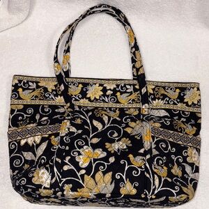 Vera Bradley Floral bird Black and Yellow large Tote Bag